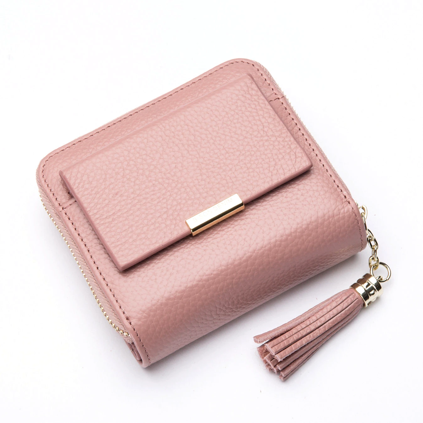 pink BISON DENIM,, кожаный женский кошелек, на молнии, с отделением для монет, кошелек, держатель для карт, женская сумка для денег, маленькая, carteira feminina B3276 - Цвет: pink