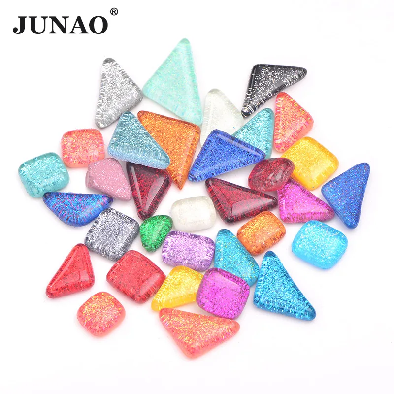 Glitter Mix Size JUNAO разноцветные стеклянные мозаичные плитки мозаичные камни стеклянные гальки детские головоломки художественные поделки материал DIY мозаичное изготовление 20шт - Цвет: Glitter Mix Size
