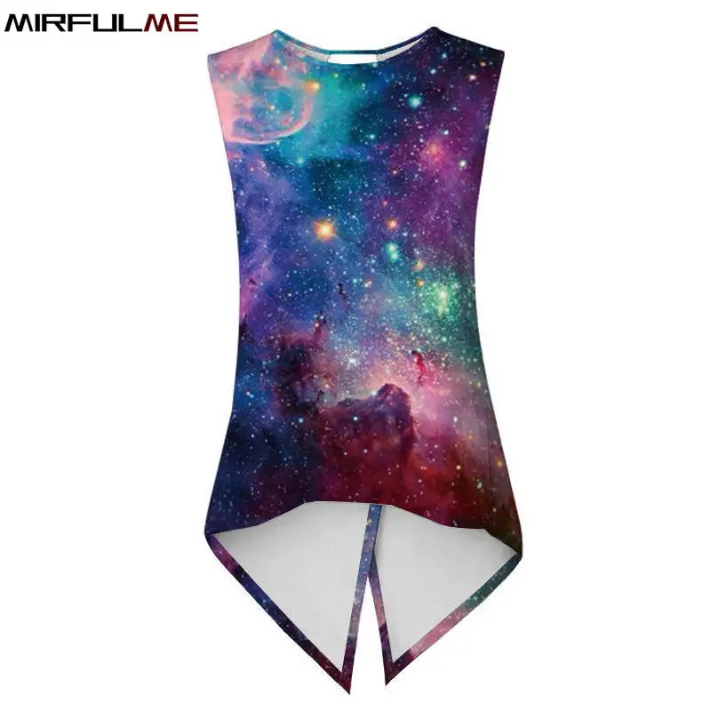 Летний женский спортивный жилет с 3D-принтом Галактики футболка для бега