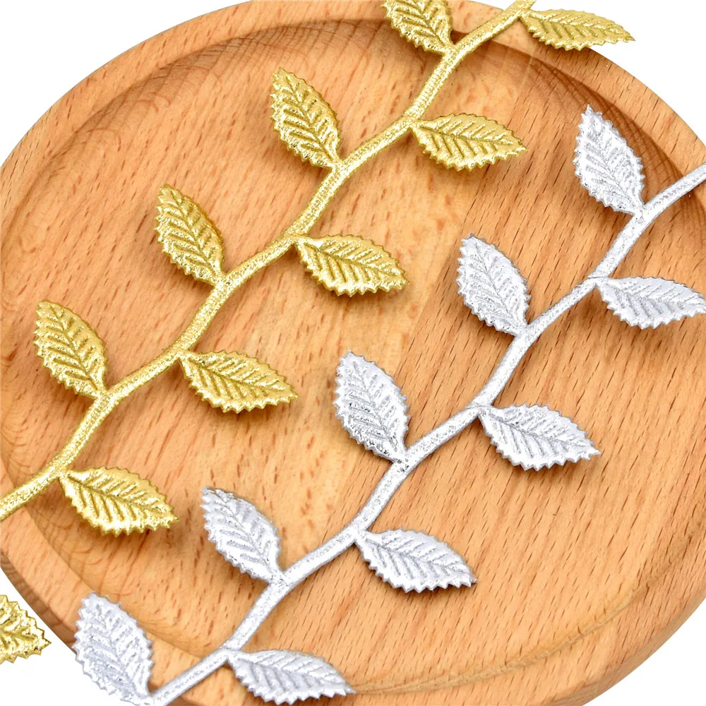 

45mm Artificial Silk Gold/silver Leaves Leaf Ribbon rope for Garland DIY Crafts Party Wedding Home Decoration Wreath gift Making
