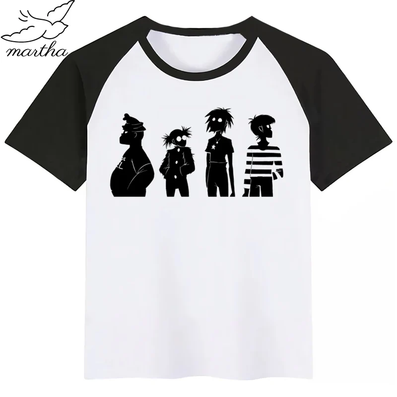 Мультяшным принтом Gorillaz футболка с из мультфильма Рисунок забавные детские