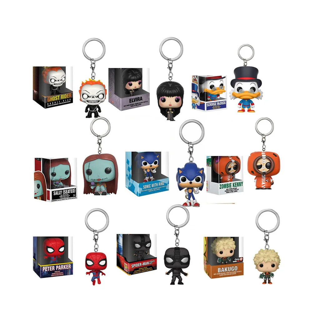 FUNKO Салли Скрудж макдак CHOST RIDER Эльвира зомби Кенни брелок ПВХ Фигурки Модель