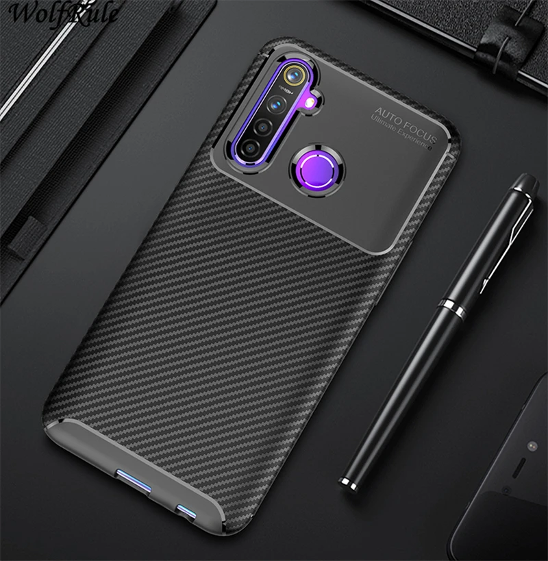 

For Cover OPPO Realme 5 Case Shockproof Bumper Carbon Fiber Texture TPU Business Fashion Case For Realme 5 Cover Realme 5 6.5"