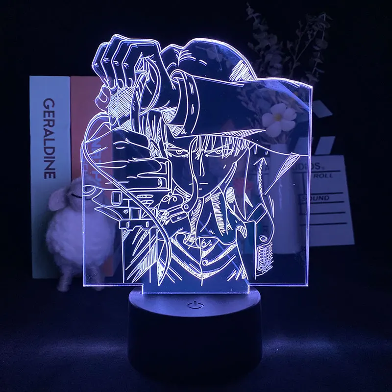 

Attack on Titan Acrylic 3d Lamp Light Anime Cool Child Gift Captain Levi Ackerman Figure Night Light for Home Decor App Control