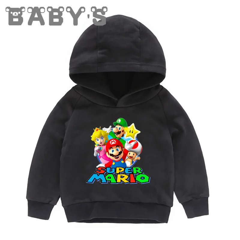 Детские толстовки с капюшоном детские принтом Super Mario Bros пуловер для малышей топы