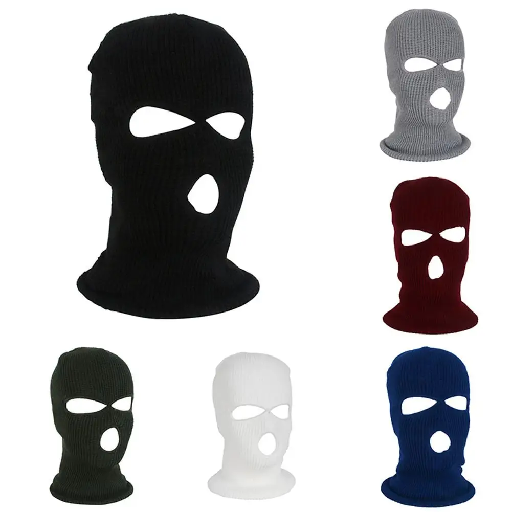 

Winter Balaclava 3 Hole Full Face Mask Cap Knitting Motorcycle Face Shield Outdoor Riding Ski Mountaineering Head Cover