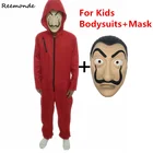 Красный костюм для косплея по мотивам фильма Сальвадора Дали, детские комбинезоны, маска, бумажный дом, лицевая маска для косплея на Хэллоуин, для взрослых