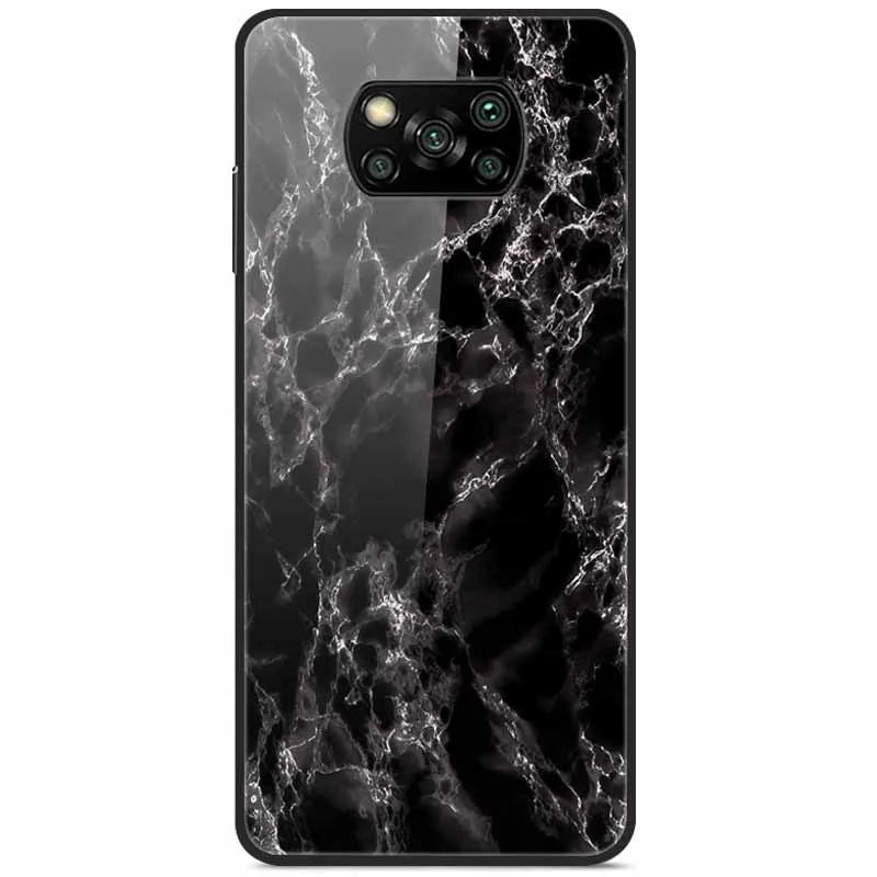 Tempered Glass Hard Cover For Poco X3 Pro Case Luxury Landscape Painted Funda Capa For Xiaomi Poco X4 Pro 5G M5S M5 C40 Coque