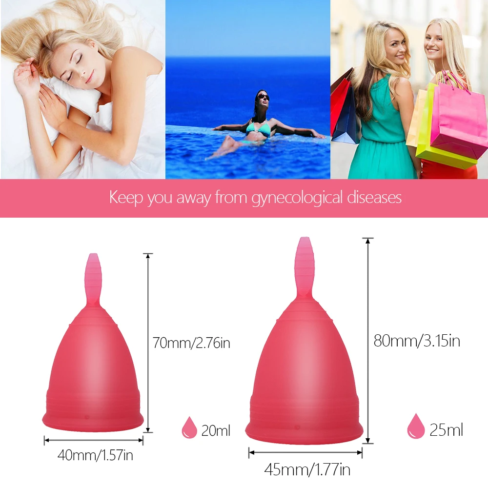 2pcs Menstrual Cup Medical Silicone Copa De Silicona Medica Feminine Hygiene Period Reusable Woman Lady | Красота и здоровье