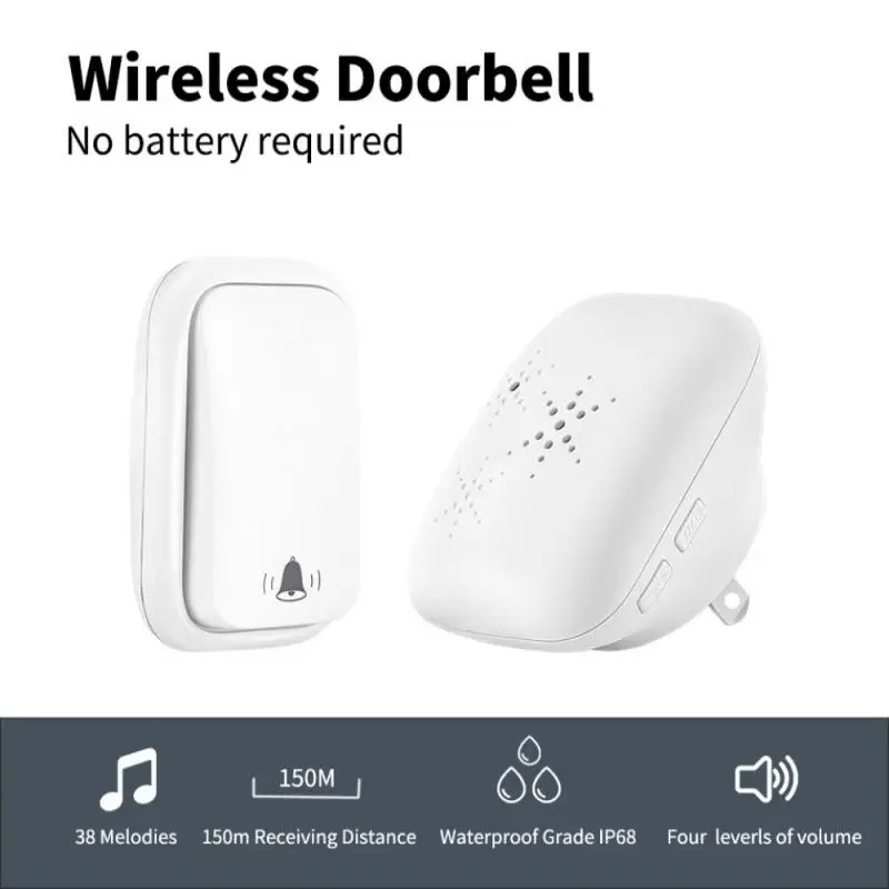 

Wireless Doorbell US EU UK Plug Self-powered Waterproof outdoor ring Door Bell Home Welcome Door Chimes doorbell