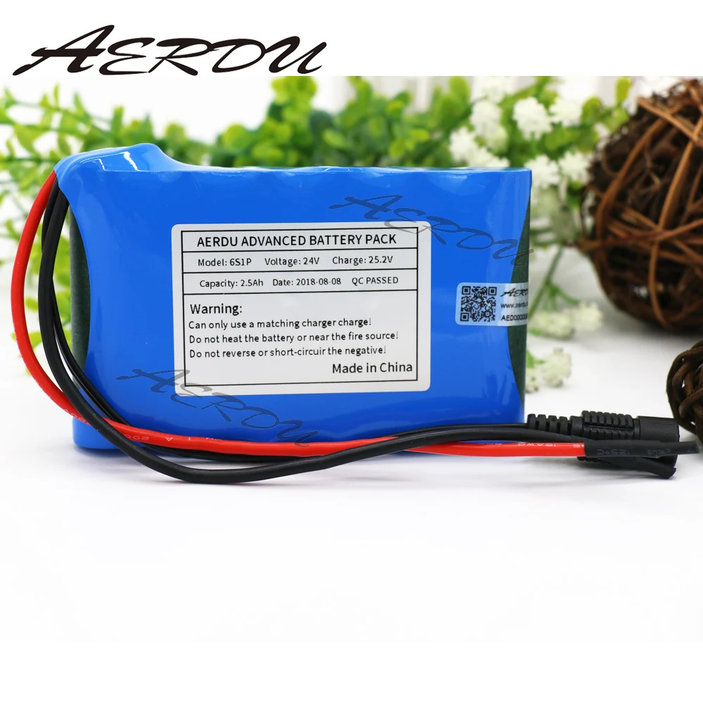 AERDU 6S1P 24V 2.5Ah 25 2 V литий ионный Аккумулятор Литиевые батареи для электродвигателя