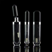 empty plastic lip gloss tubes refillable bottle diy cosmetic lip gloss lipstick mini sample cosmetic container with black cap