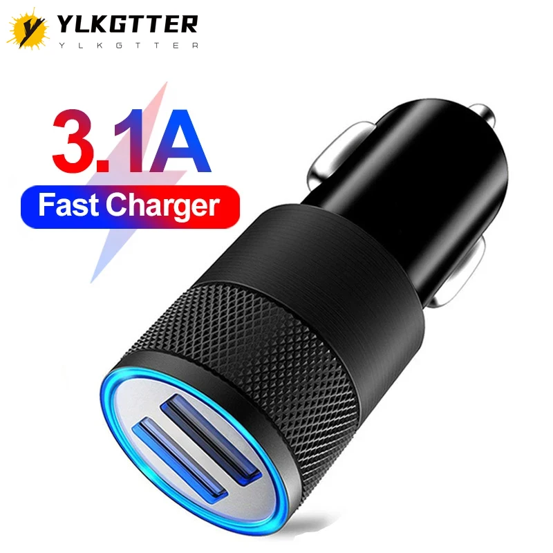 

Автомобильное зарядное устройство YLKGTTER с двумя USB-портами, 3,1 А, 1 А, 12 В