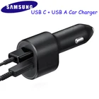 Оригинальное автомобильное зарядное устройство SAMSUNG 45 Вт PD USB C 15 Вт, быстрая зарядка 3 А, двойной кабель Type C для Galaxy S22 S21 S20 Plus Z Fold 2 3