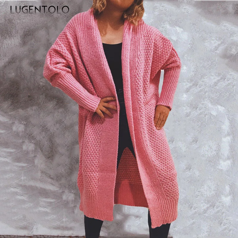 

Кардиган, Свитер, женский осенне-зимний свободный шарф-воротник, рукав летучая мышь, вязаный женский однотонный прямой уличный длинный свит...