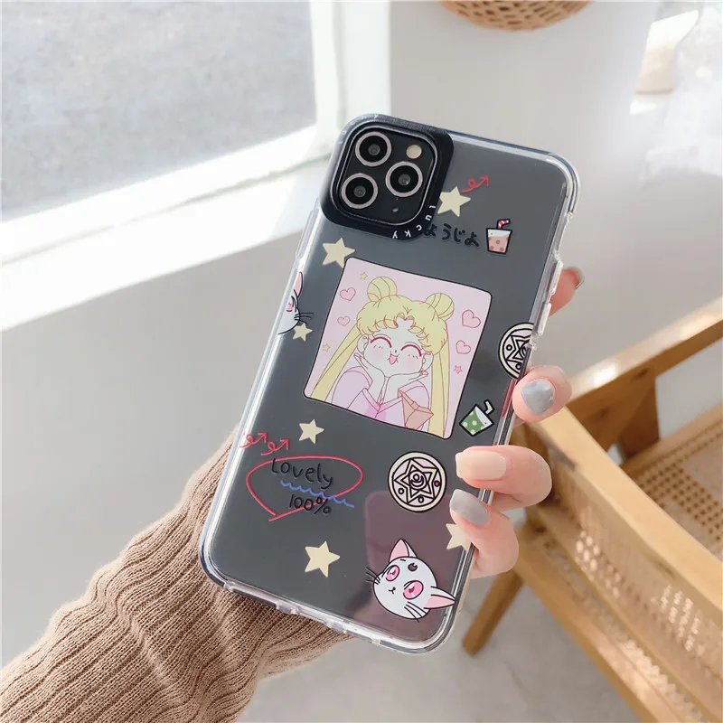 Забавный милый чехол для телефона Sailor Moon iphone 11 Pro Max 7 8 plus X XR XS модный прозрачный