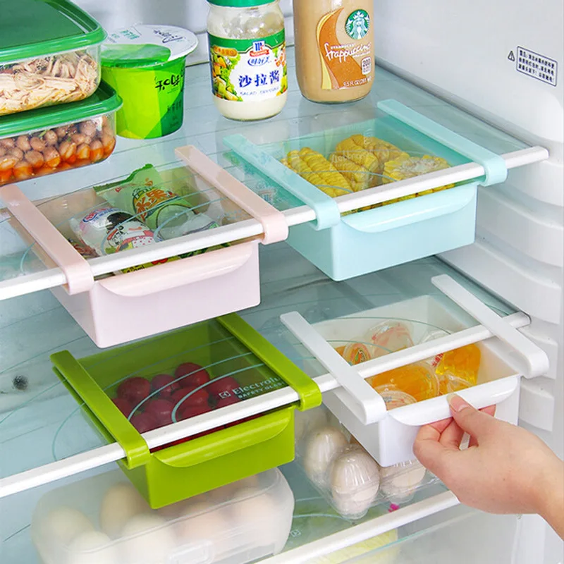 

Kitchen Fresh-Keeping Refrigerator Storage Box Pull-Out Plastic Fruits Onion Garlic Crisper Classified Boxes Food Container Rack