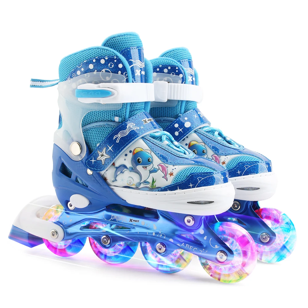 

New Children Adjustable Skates Roller Skates Boy's Girl's Full Set All Flash Skates Shoes Check Size Carefully