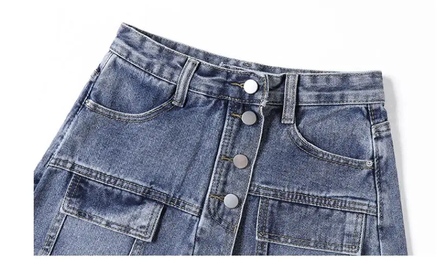

Denim Skirt Shorts for Women 2021 Summer Bottom High Waist Jeans Ladies Casual Irregular Denim Short with Pocket PDG2113