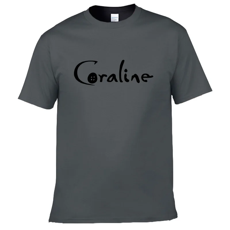 Новинка 2020 Мужская хлопковая футболка с принтом CORALINE Повседневная забавная для