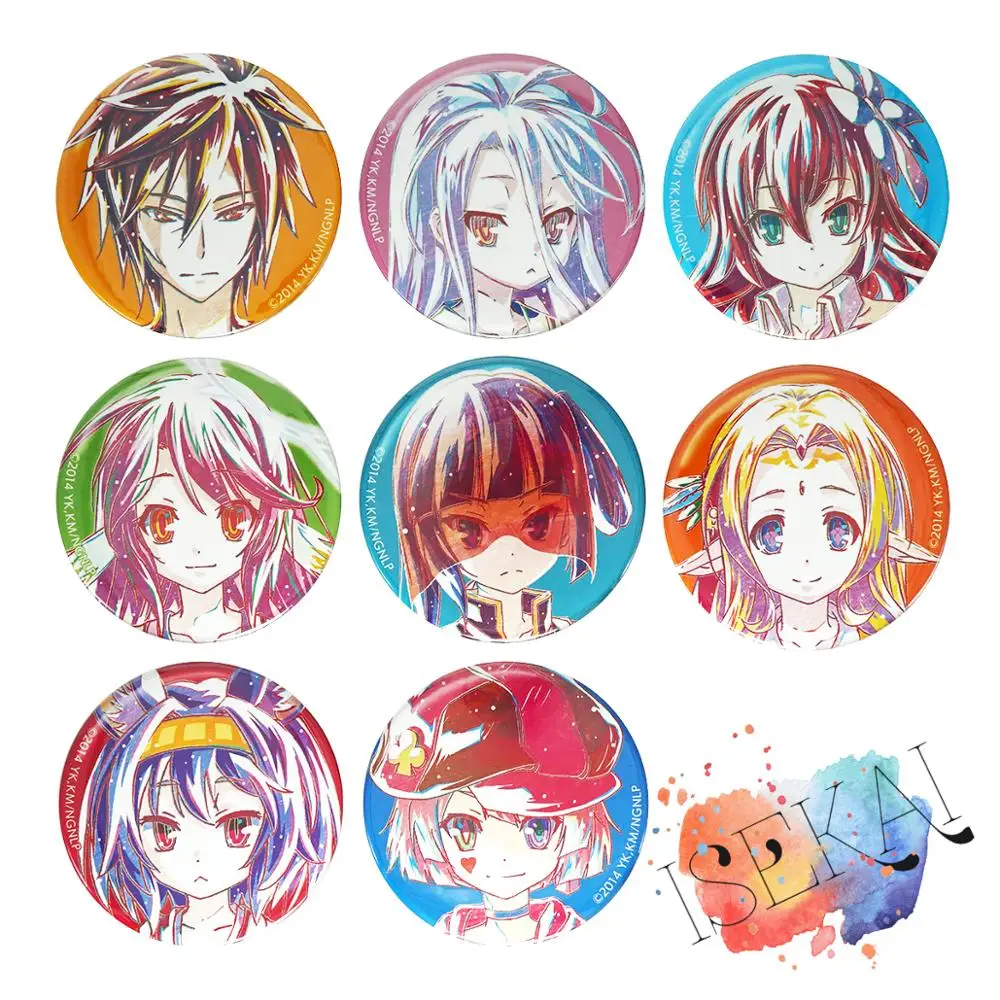 Значок аниме Sora Shiro Stephanie Dola Jibril Kurami Zell Fiel Nirvalen Izuna Tet металлический значок брошь на