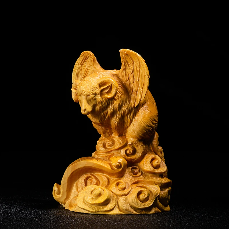 10 см мифический Ангел овечка с крыльями коллекция удачи деревянная статуя