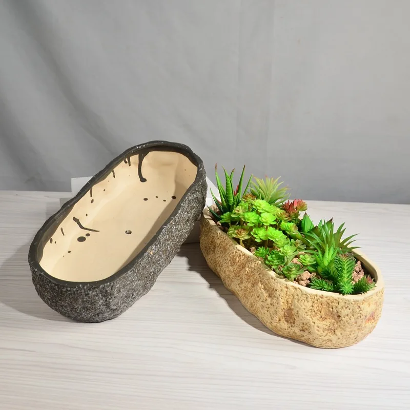 1 шт креативные мраморные овальные керамические бонсай цветочные горшки для