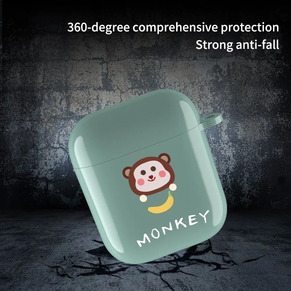 Cute Animal Case For AirPods 2 1 Wireless Bluetooth Earphone Apple Airpods Monkey Dragon Rabbit Cover Box | Электроника