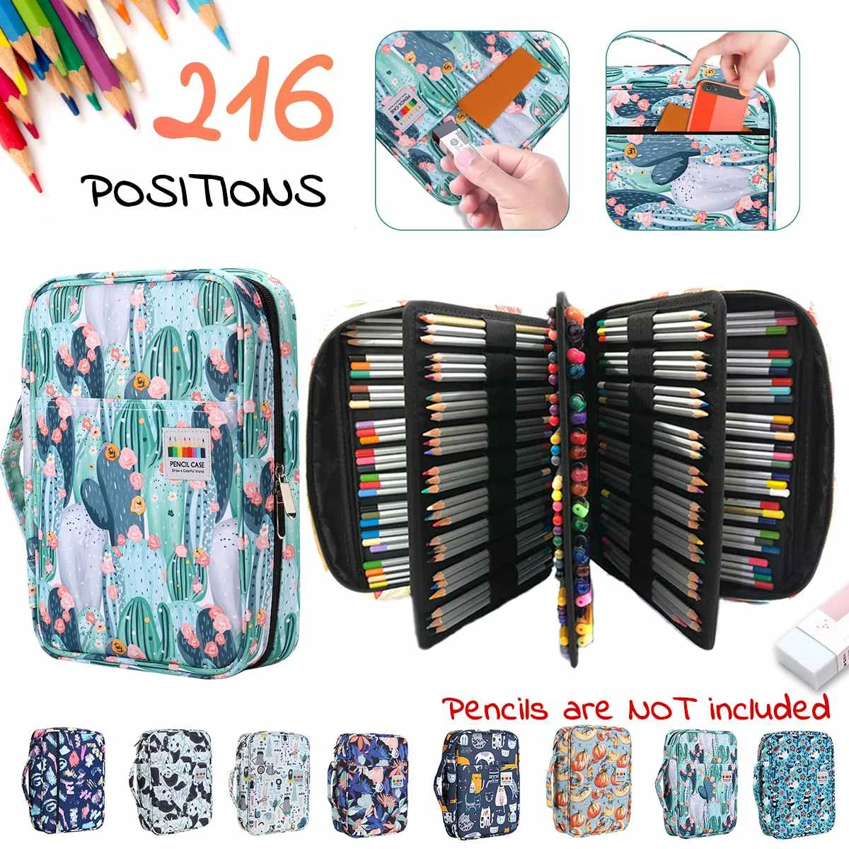 

Органайзер для карандашей, с 216 отделениями, большой емкости, для цветных карандашей, акварельных ручек, гелевых ручек