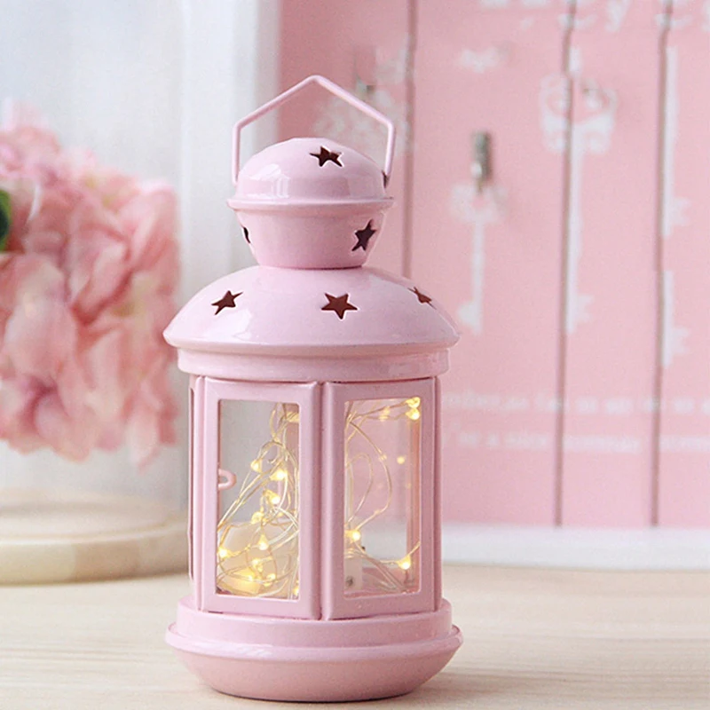 Retro Iron Star Candlestick European Romantic Wedding Candle Holder Lantern Pink Decor | Дом и сад