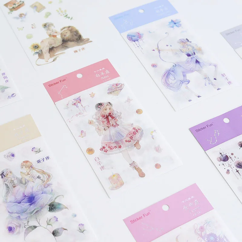 4 шт. наклейки Kpop сумка серия Twelve Constellation Girl Instagram горячее тиснение Серебряная