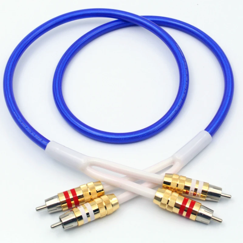 Кабель HiFi 2RCA-2RCA высококлассный бескислородный медный посеребренный двойной