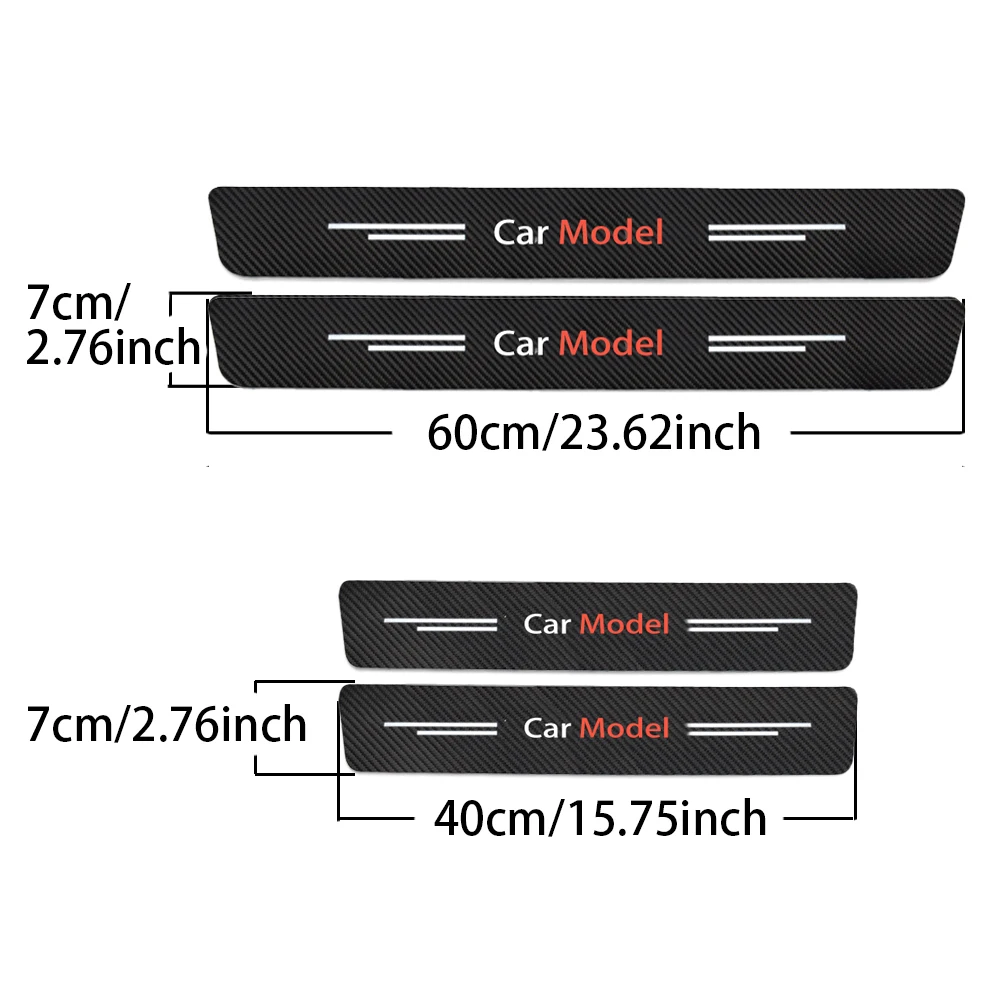 

4 Pcs Carbon Fiber Car Door Sill Threshold Sticker Decal Protector For Mercedes BMW Mitsubishi Citroen Ford Tesla Honda Suzuki