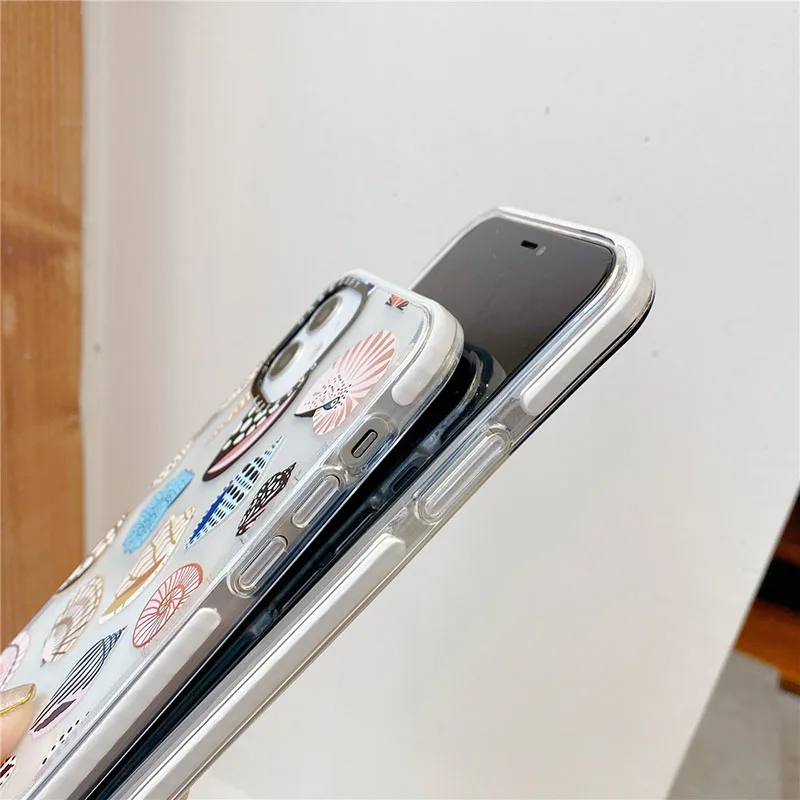 

Vintag Flower Leaves Shell Phone Case For iPhone 12 11 Pro Max X XR XS Max 7 8 Plus Soft Silicone Transparent Back Cover