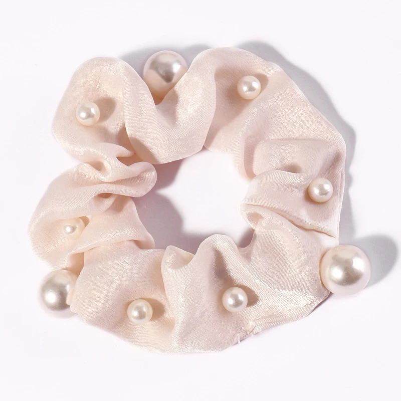 Женские атласные резинки для волос с жемчужинами фиксации хвостиков яркие