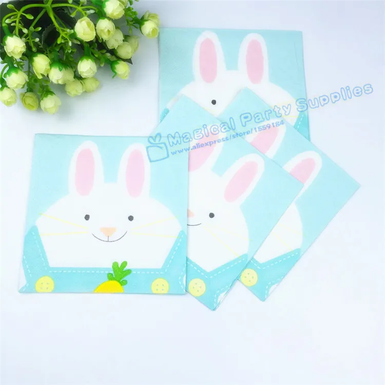Free Shipping 200pcs Lovely Rabbit 25cm 3-layerl Napkins Pink First Birthday Baby Shower Bridal | Дом и сад