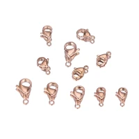 25pcs 9 15mm rose lobster clasps stainless steel necklace hooks connector space beads for diy jewelry making bulk wholesale