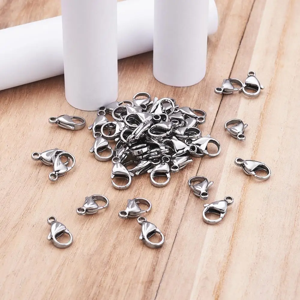 

100pcs 304 Stainless Steel Lobster Claw Clasps for DIY Bracelet Necklace Making 9mm 10mm 11mm 12mm 13mm 15mm Golden Color
