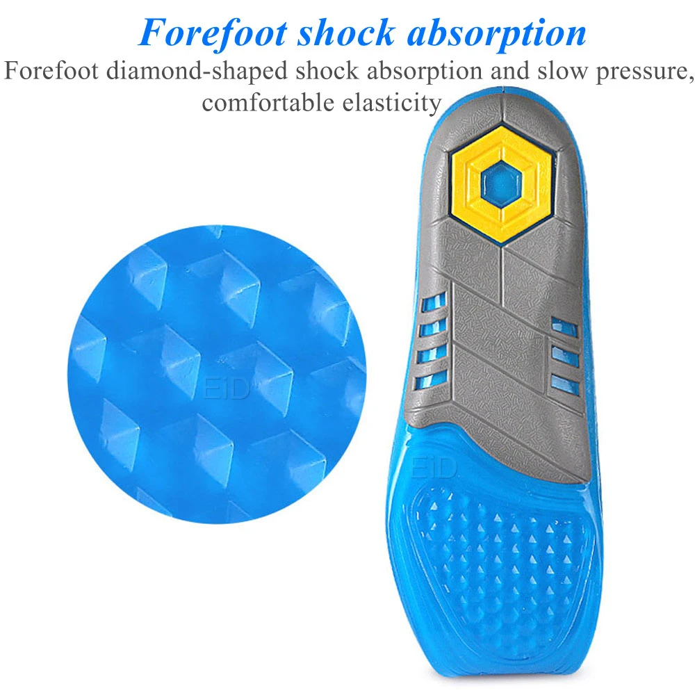 EiD Silicone Insoles sport Orthopedic Soles Non-Slip Gel Mattress Massaging Insole Shock Absorption Pads For man women Foot Care