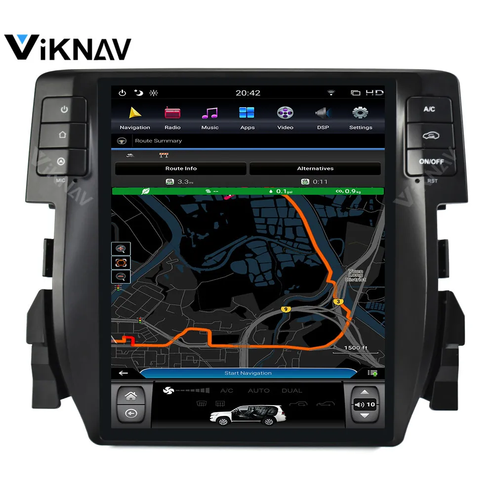 

car DVD multimedia player for HONDA civic 2016+ car GPS navigation auto radio android system stereo vertical screen 10.4 inch