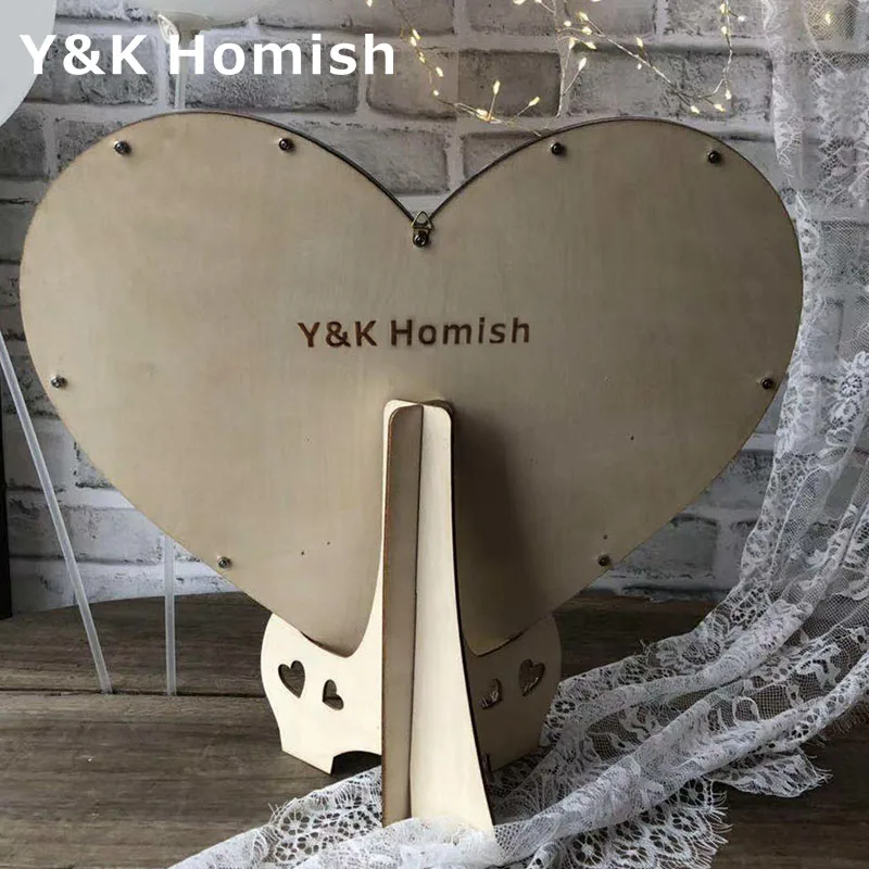 Свадебная книга для гостей, Y& K Molish деревянная фоторамка, капля верхняя рама знак книга с 100 шт деревянные Сердца, деревенские Свадебные украшения