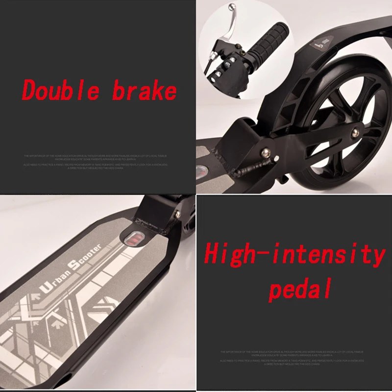 Новый портативный складной самокат с двойным тормозом и регулируемой высотой