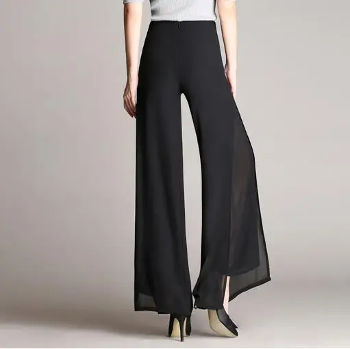2020 женские летние двухслойные шифоновые широкие брюки с высокой талией