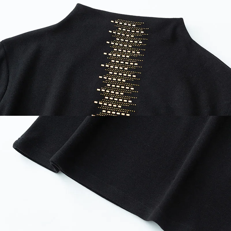 

Autumn and Winter Clothing 2020 Long Sleeves Velvet Shirts Tops for Women Turtleneck Spliced Solid Black Blusas Plus Size 0994