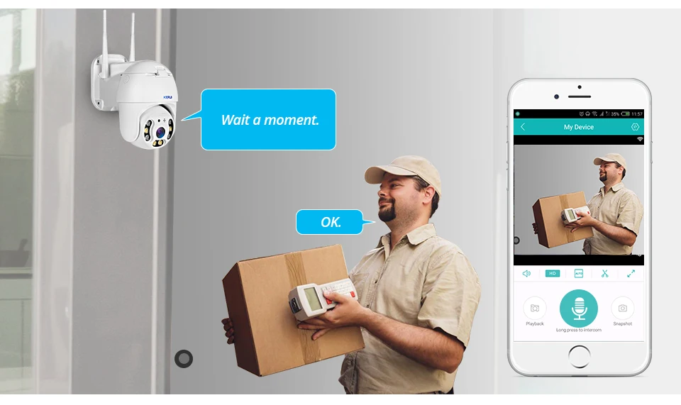 KERUI уличная Водонепроницаемая беспроводная 1080P 2MP PTZ WiFi ip-камера, скоростная купольная камера H.264+ IR для домашней безопасности, видеонаблюдения
