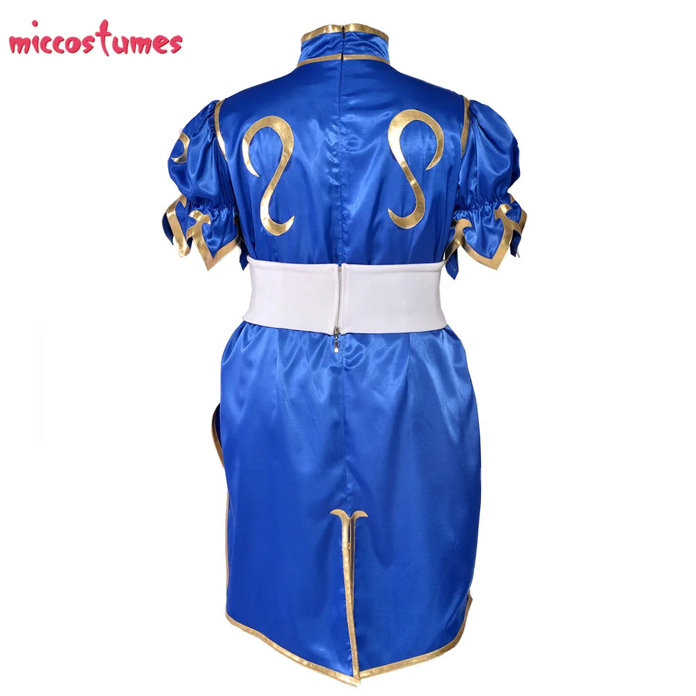 Chun Li Косплей Костюм для взрослых синий Cheongsam вечерние платья на Хэллоуин женский