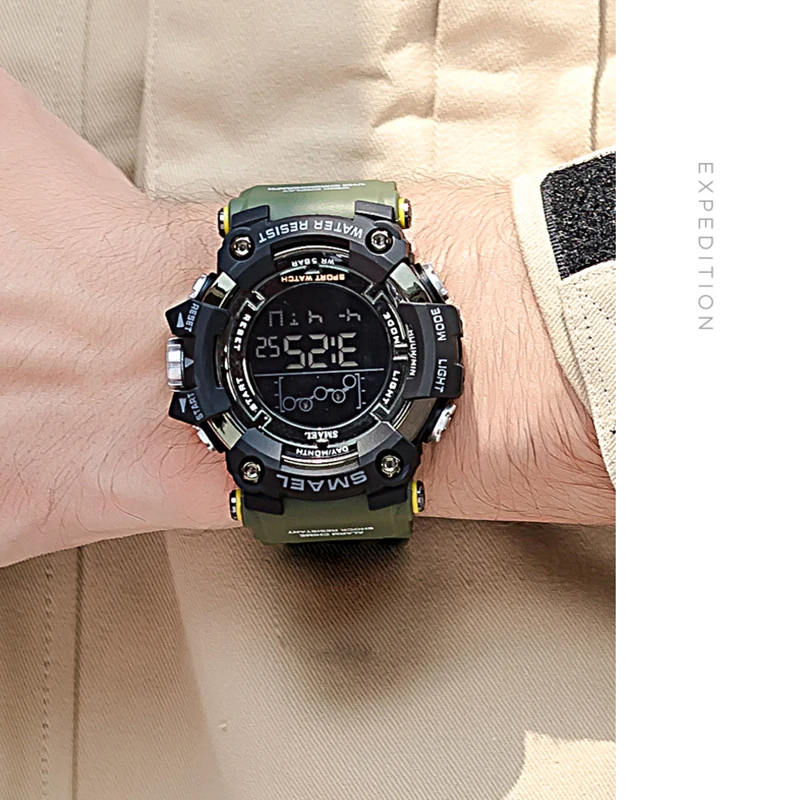 

Military Watches Men SMAEL Brand 50M Water Resistant Sports Watch ArmyGreen Men's Digital Watches AntiShock Clock Relojes Hombre