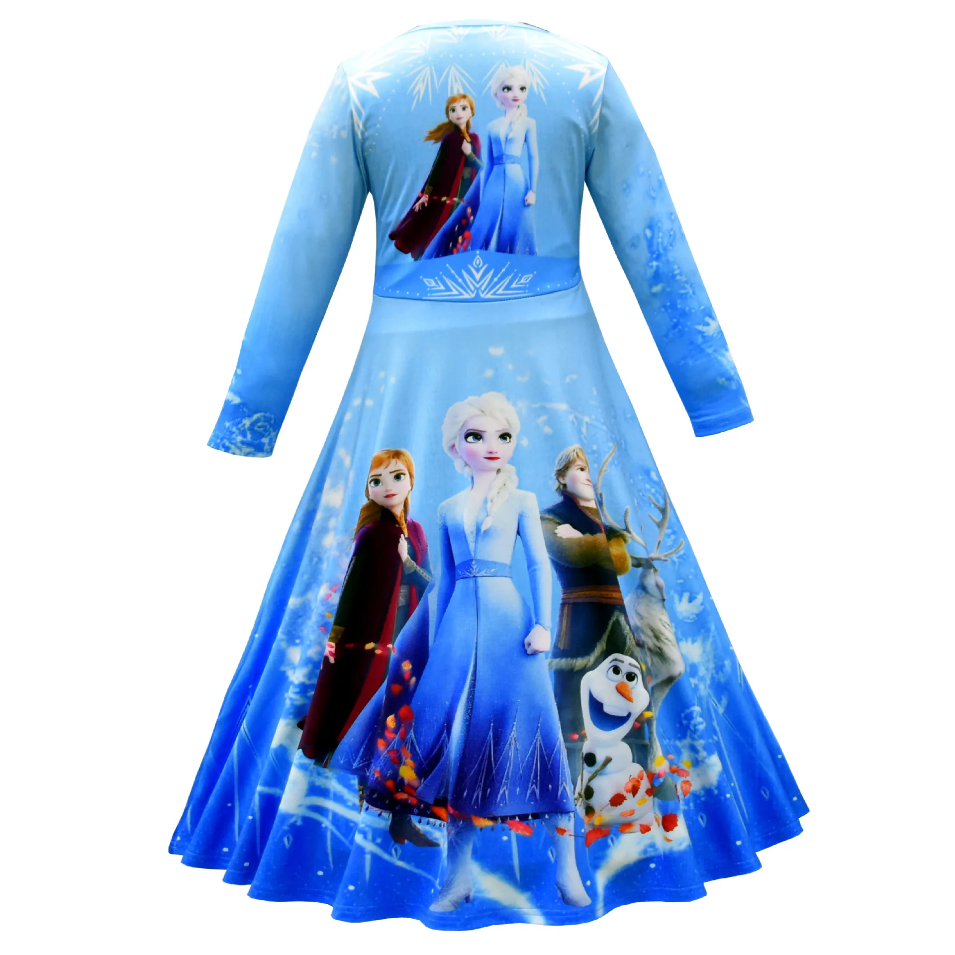 

Disney Cartoon Frozen 2 Costume Elsa Long Dress Dress Girls Long Sleeve Dress