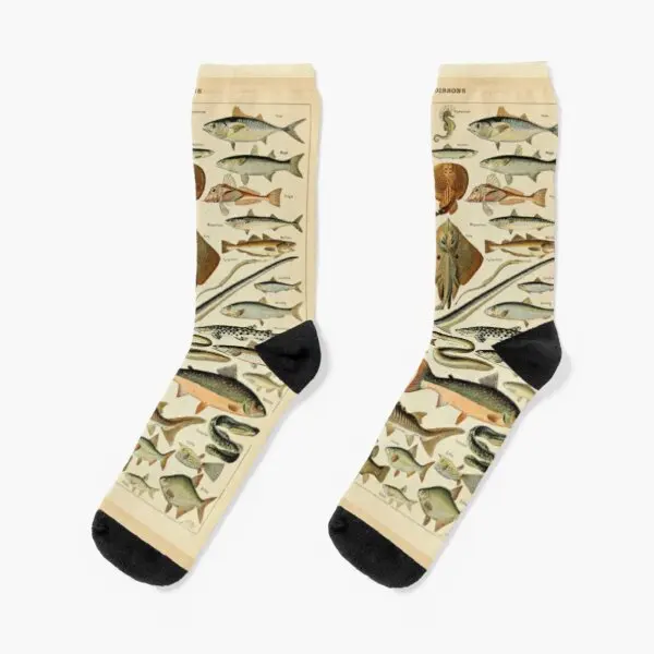 

Fish Chart Crew Socks Breathable Winter Best Cute Sports Funny Autumn Girls Mens Cotton Ladies Comfortable Pattern Unisex Black