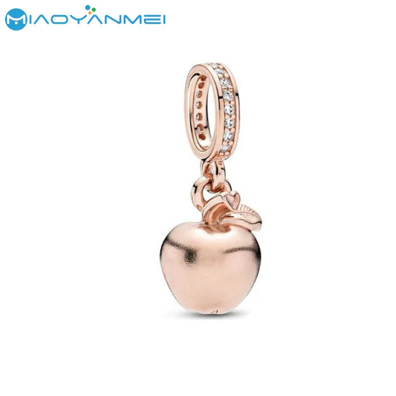 

2020 Autumn New 925 Sterling Silver Rose Gold Frosted Apple Dangle Charm Fit Original Pandora Bracelet Women DIY Fashion Pendant